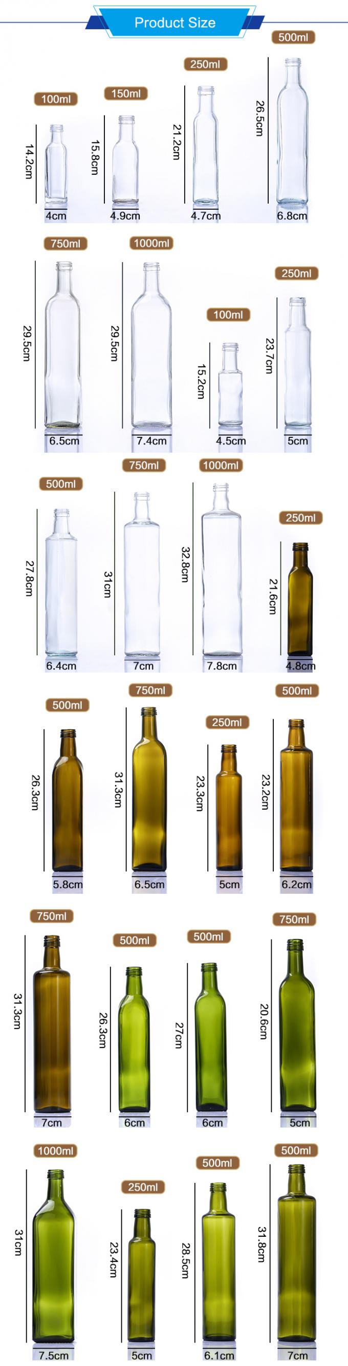 Huile alimentaire de cuisine 250 ml bouteille de Marasca vert foncé personnalisé 0