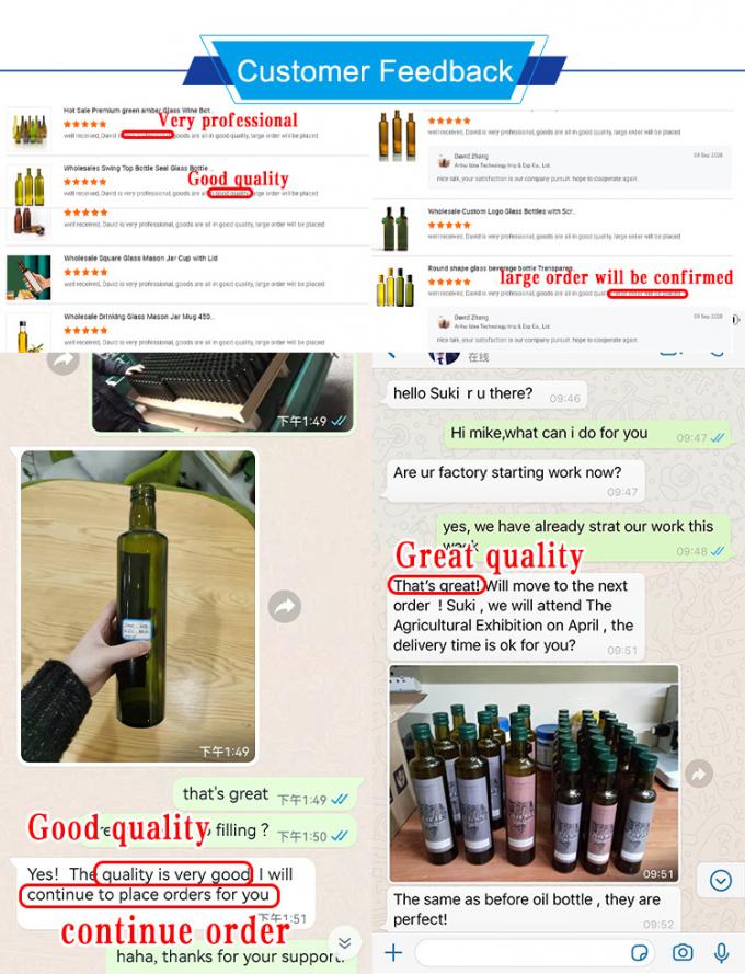 Huile alimentaire de cuisine 250 ml bouteille de Marasca vert foncé personnalisé 4