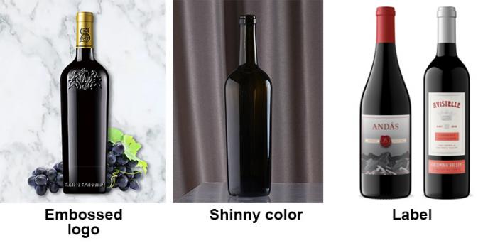 Bouteille de vin en verre à pression en vrac bleu vide 375 ml personnalisé 3