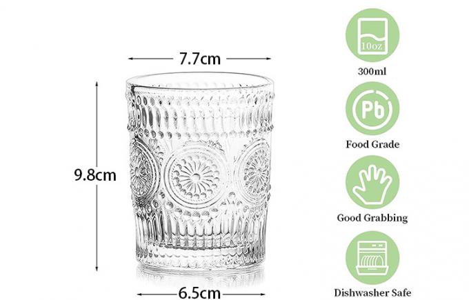 Coupe de vin à côtes en verre ancien en relief de tournesol 1