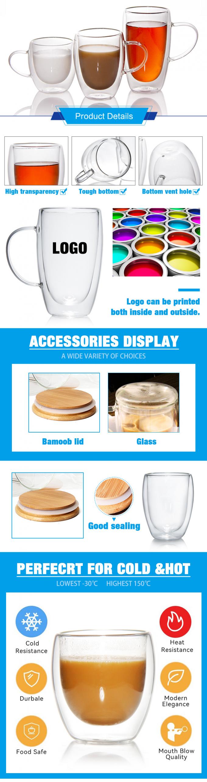 Verre à haute teneur en borosilicate tasses de thé tasses de café tasses de boissons 80ml 150ml personnalisé 0