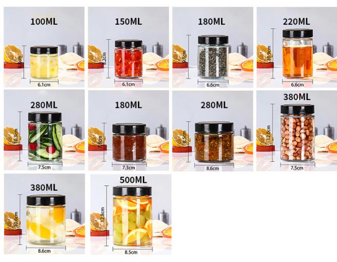 Vente en gros en verre pas cher confiture de piment transparente scellée luxe pot de miel hexagonal 4
