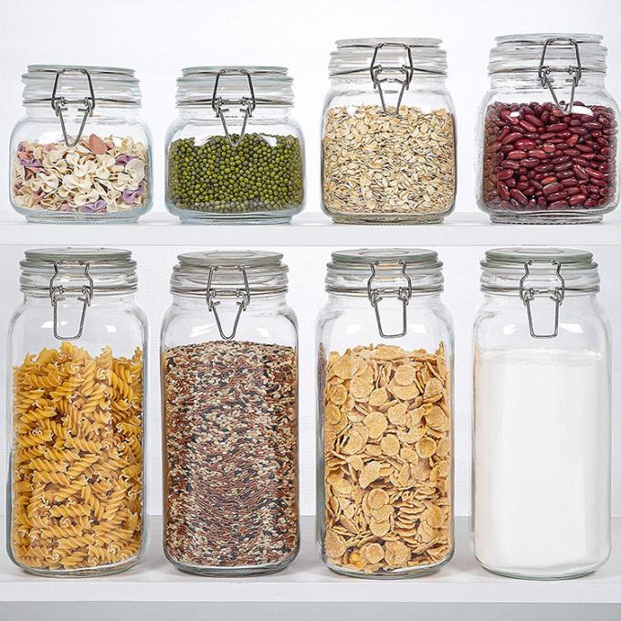 Bouteilles de verre de congélation personnalisées Bouteilles étanches à l'air pour le stockage des aliments avec couvercle pliable 1