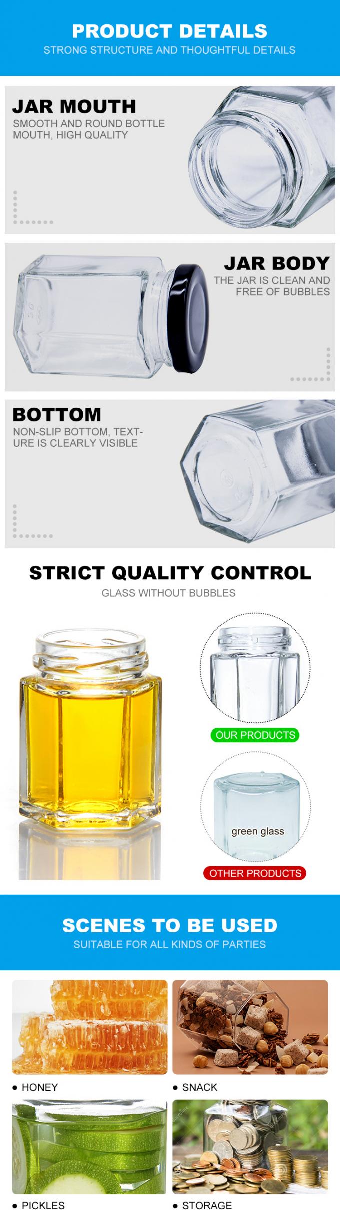 Bouteilles de verre rondes transparentes de 100 ml pour le stockage du miel Emballage alimentaire avec couvercles métalliques 3