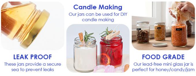 300 ml 200 ml 100 ml en gros Hexagon Glass Mason Jar Jam Jar Honey Jar avec un couvercle à vis métallique 3