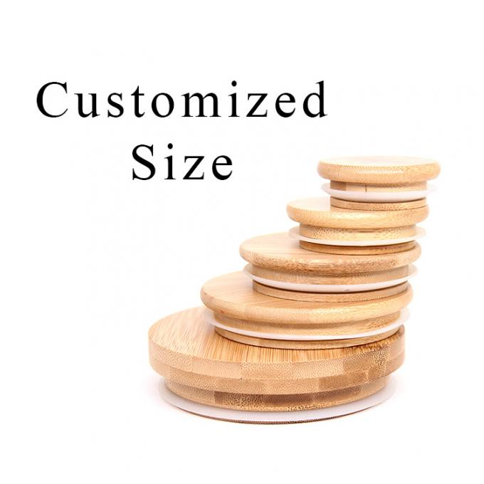 70mm/86mm Couvercles maçons conviviaux Caps en bambou réutilisables Têtes avec trou de paille 0