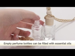 Bouteille de 8 ml en verre rond plat, rafraîchisseur d' air, diffuseur de parfums pour voiture, avec bouchon en bois