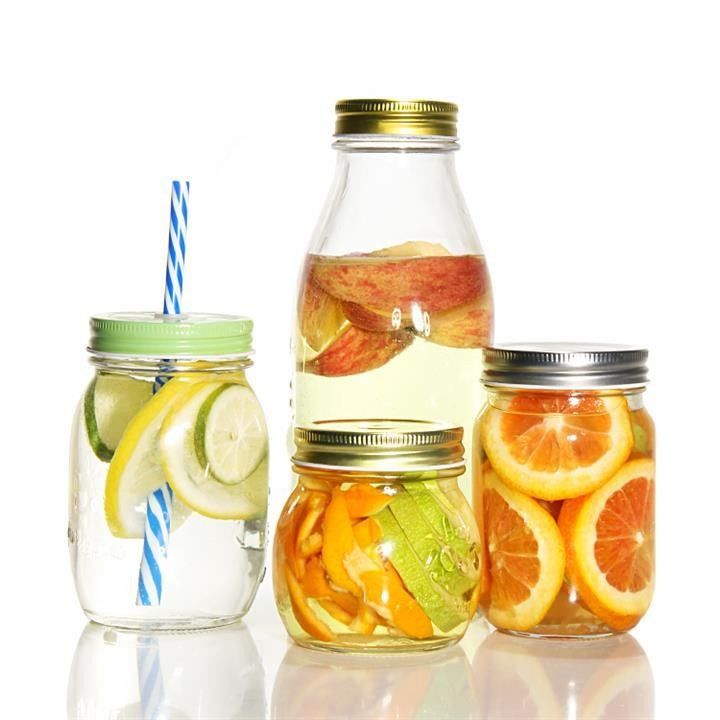 2oz 5oz 8oz 12oz Restaurant Bar Cuisine Gelée Large Bouche Verre Mason Canning Jar avec couvercle