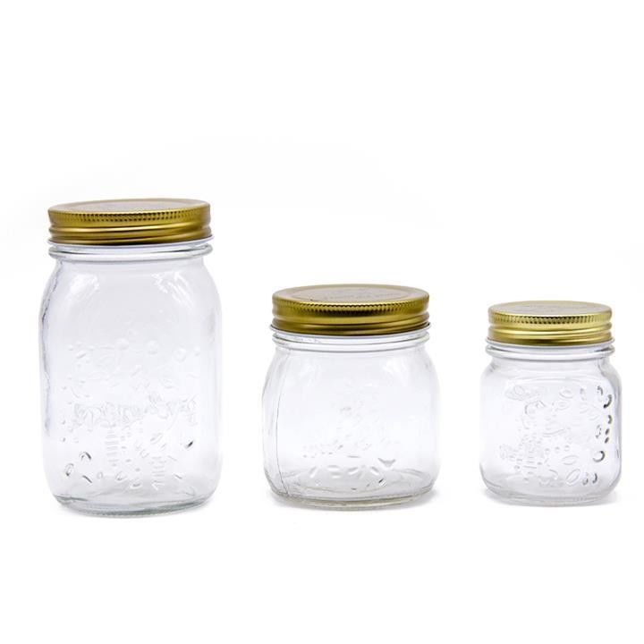 2oz 5oz 8oz 12oz Restaurant Bar Cuisine Gelée Large Bouche Verre Mason Canning Jar avec couvercle