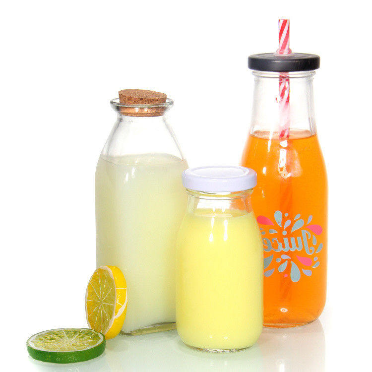OEM 250 ml 500 ml 1000 ml 2 litres Bouteilles en verre de lait Flasque de qualité alimentaire Ronde