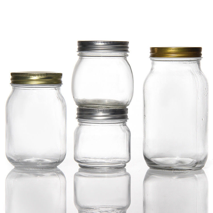 Conception personnalisée 8 oz 16 oz contenant de stockage alimentaire verre Mason Jar avec couvercles
