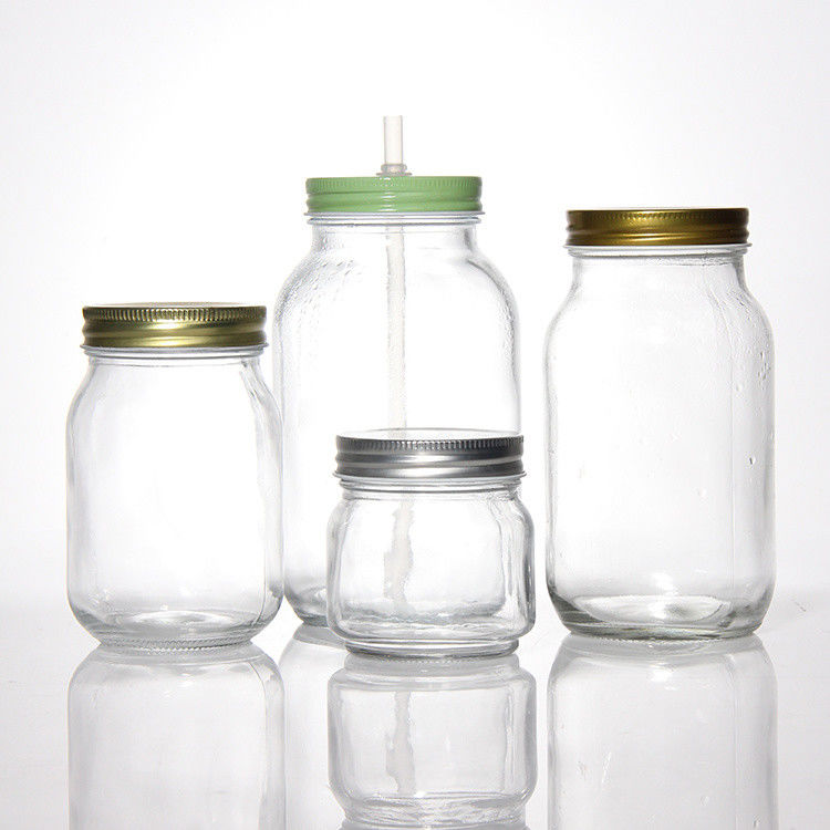 Conception personnalisée 8 oz 16 oz contenant de stockage alimentaire verre Mason Jar avec couvercles