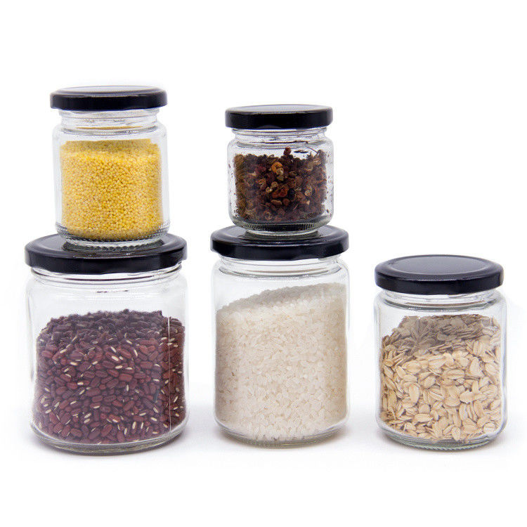 Bouteilles rondes en verre transparent Bouteilles en verre contenant des collations pour confiture de miel 32 oz