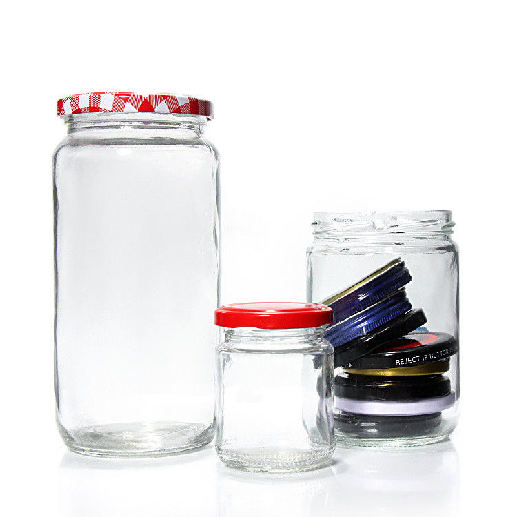Bouteilles rondes en verre transparent Bouteilles en verre contenant des collations pour confiture de miel 32 oz