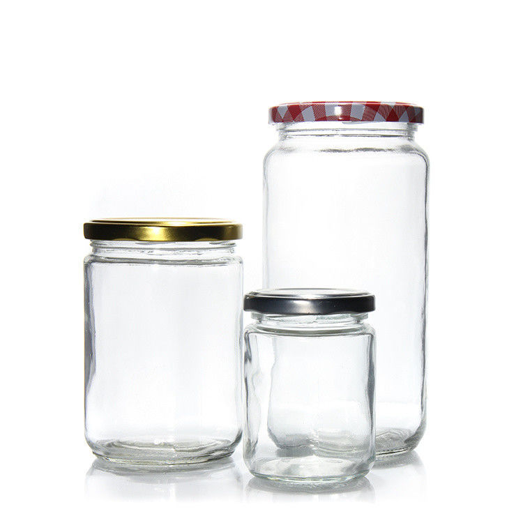 Produit alimentaire rond transparent de 25 ml à 1000 ml confiture de miel gelée Jarrée de stockage en verre avec couvercle hermétique métallique