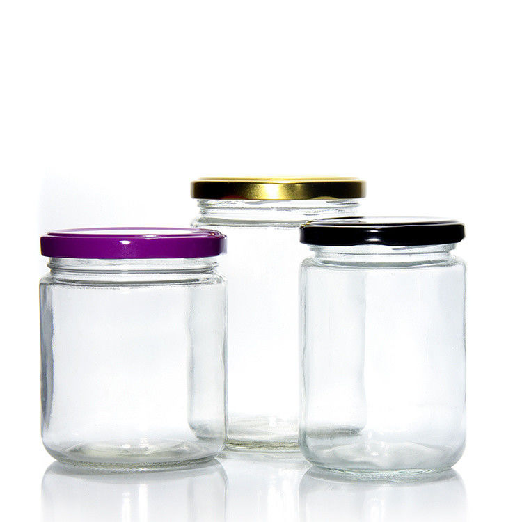 Produit alimentaire rond transparent de 25 ml à 1000 ml confiture de miel gelée Jarrée de stockage en verre avec couvercle hermétique métallique