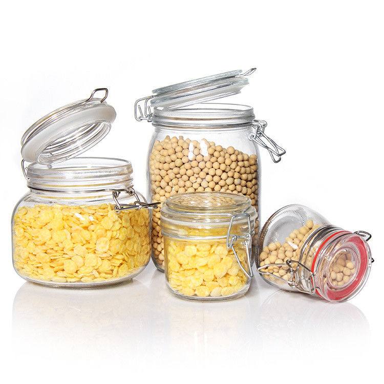 Bouteilles de verre de congélation personnalisées Bouteilles étanches à l'air pour le stockage des aliments avec couvercle pliable