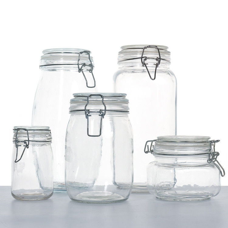 Bouteilles de verre de congélation personnalisées Bouteilles étanches à l'air pour le stockage des aliments avec couvercle pliable