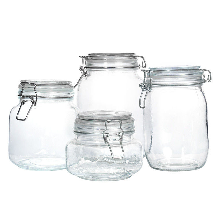 Bouteilles de verre de congélation personnalisées Bouteilles étanches à l'air pour le stockage des aliments avec couvercle pliable