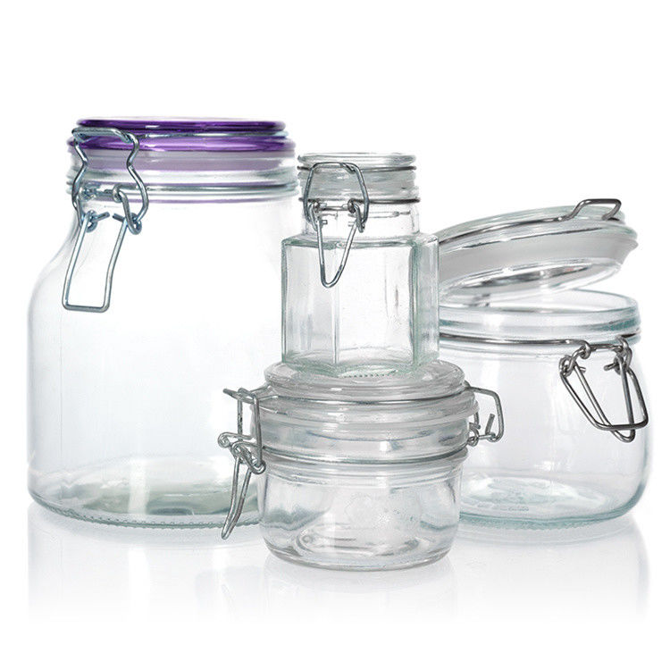 Bouteilles de verre de congélation personnalisées Bouteilles étanches à l'air pour le stockage des aliments avec couvercle pliable