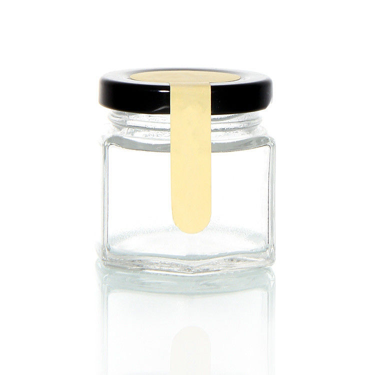 Logo personnalisé 100 ml 180 ml 280 ml 380 ml Sauce à la confiture Bouteilles en verre transparentes Bouteille hexagonale en verre de miel
