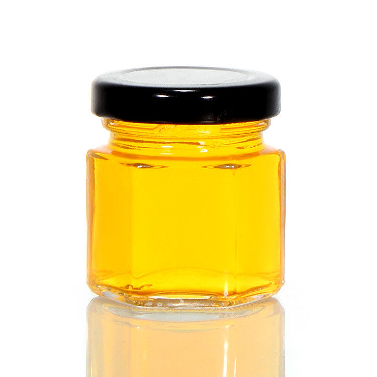 Bouteilles de verre rondes transparentes de 100 ml pour le stockage du miel Emballage alimentaire avec couvercles métalliques