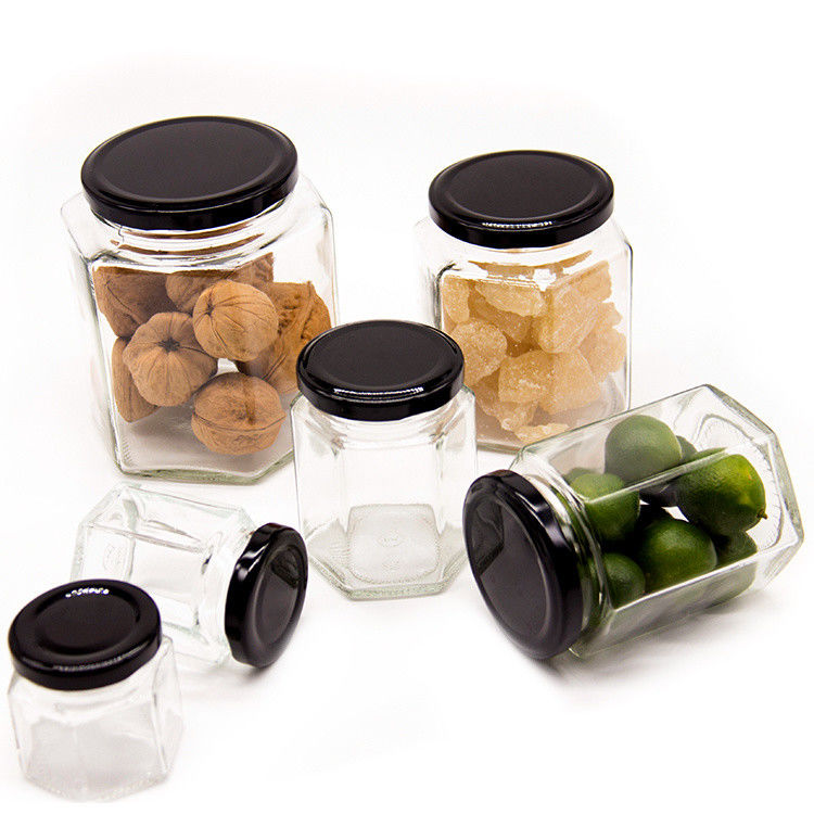 Bouteilles de verre rondes transparentes de 100 ml pour le stockage du miel Emballage alimentaire avec couvercles métalliques
