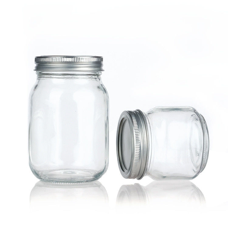 Vente directe d'usine Produits alimentaires clairs Bouteilles en verre en fer blanc Emballage Entreposage Bouteille en verre ronde Bouteille en verre