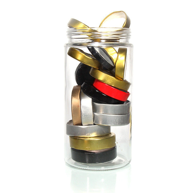 Logo personnalisé 38mm 43mm 48mm 53mm 58mm 63mm 70mm 82mm Caps à vis dorés Caps à vis métalliques pour un pot en verre