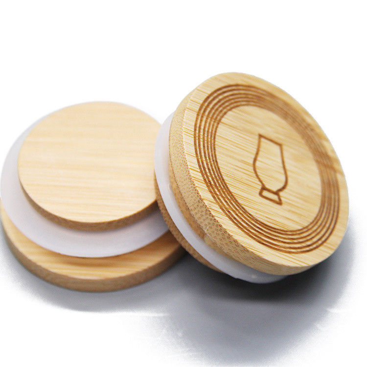 70 mm/86 mm couvercles en maçon couvercles en bambou réutilisables couvercles avec trou de paille et joint en silicone