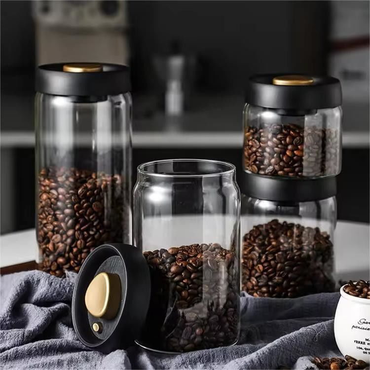 500 ml de pot de café en verre borosilicate pour les grains de café et le stockage en cuisine
