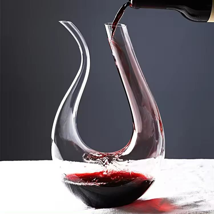 1Décanteur de vin rouge de verre cristallin de 6 litres de forme unique en U