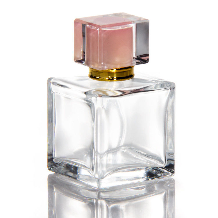 30 ml 50 ml 100 ml Bouteilles de parfums hexagonales carrées bouchon cristallin avec pulvérisateur de pompe sur bouteille en verre