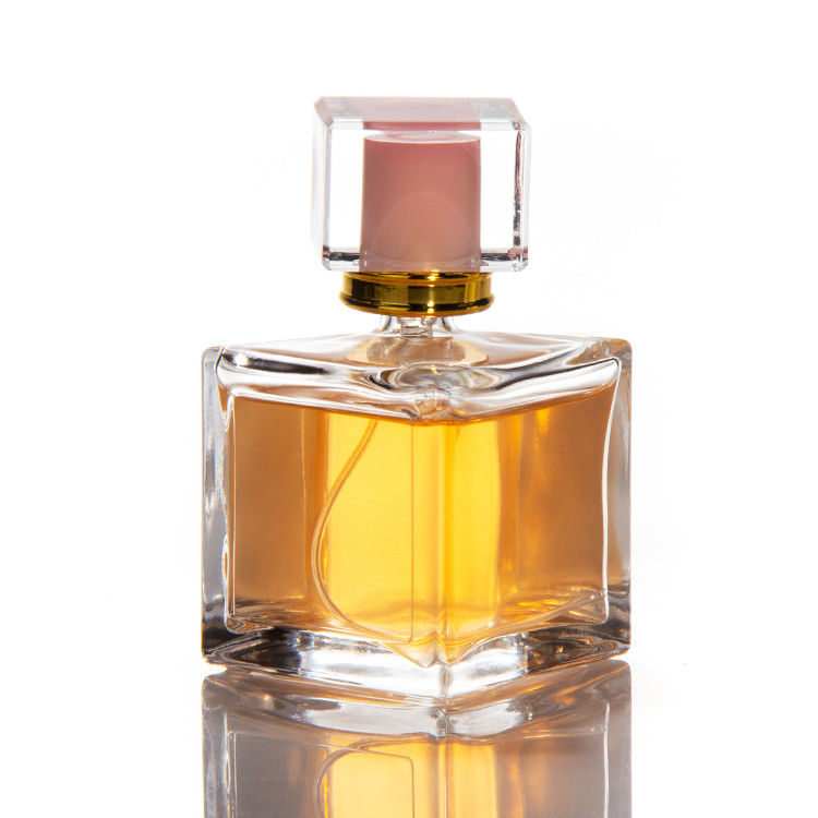 30 ml 50 ml 100 ml Bouteilles de parfums hexagonales carrées bouchon cristallin avec pulvérisateur de pompe sur bouteille en verre