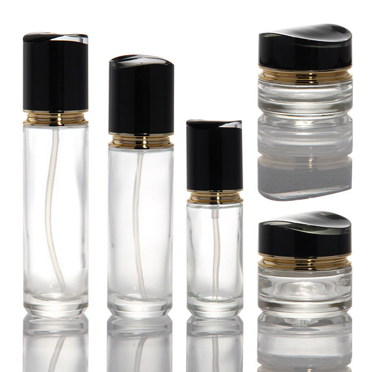 Bouteilles de lotion de verre de luxe de 100 ml de 120 ml de 200 ml de lotion de parfum cosmétique d' huile de crème de paroi épaisse transparente