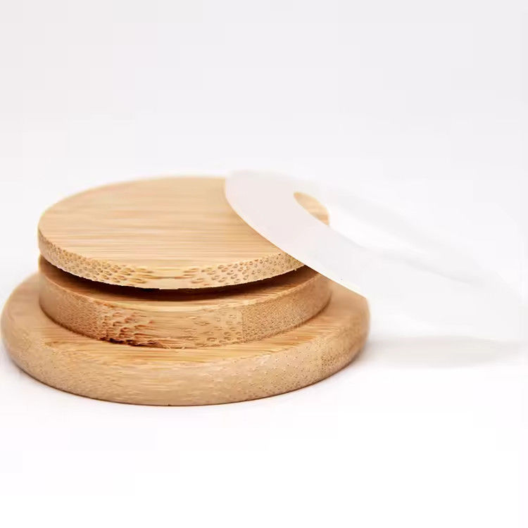 Logo de l'usine sur mesure Bouteille en bois massif Bouteille en bois ronde carré Coupe coupe couvercle couvercle en bambou Pour le pot