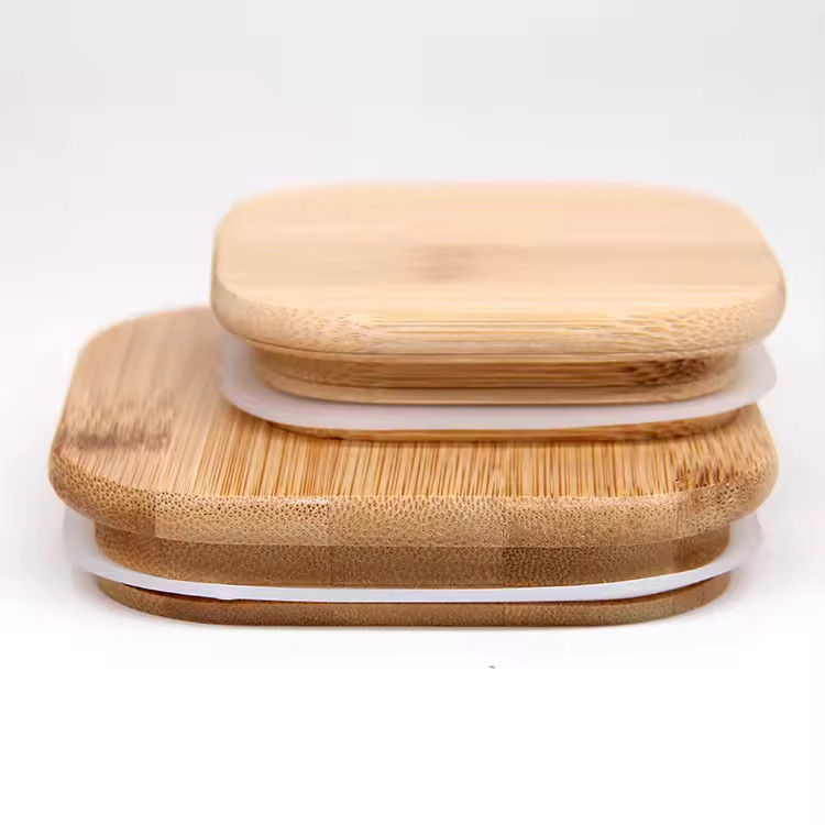 Logo de l'usine sur mesure Bouteille en bois massif Bouteille en bois ronde carré Coupe coupe couvercle couvercle en bambou Pour le pot