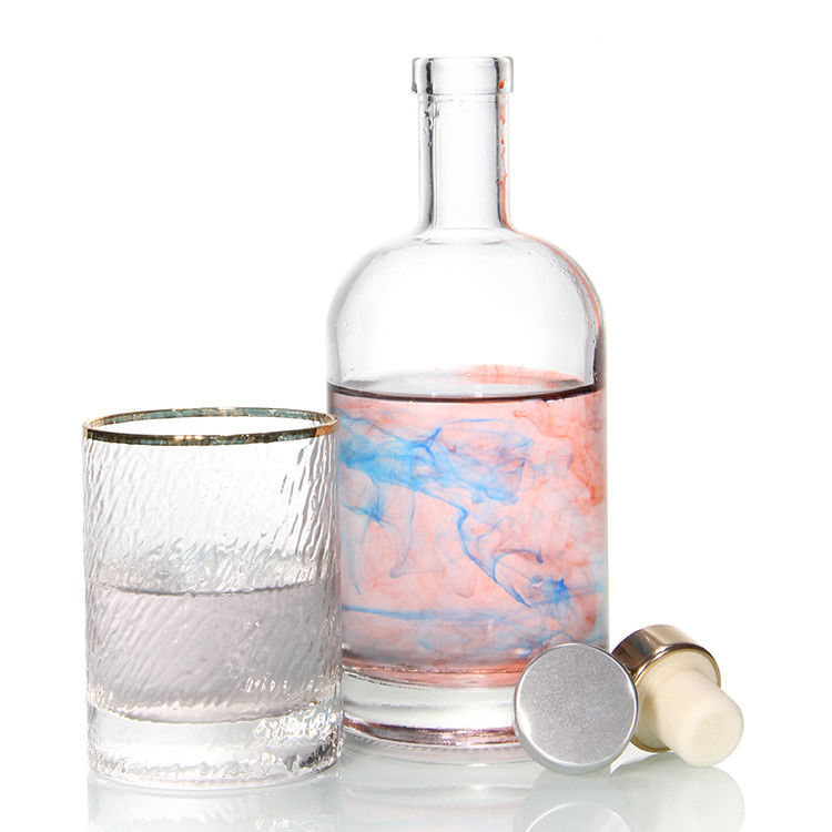 Bouteilles en verre transparent pour les boissons à vin et boissons avec bouchon de liège Bouteilles à couvercle hermétique fournisseur 500 ml 750 ml