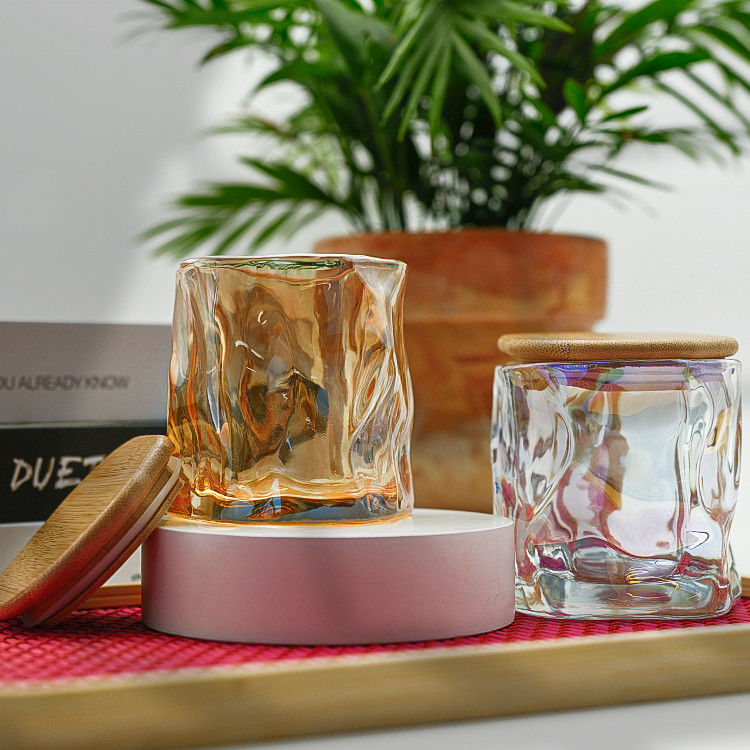 Conception de luxe personnalisée Lacet métallique décoratif décoratif porte-bougie Rose Gold Bougie parfumée Jar de verre