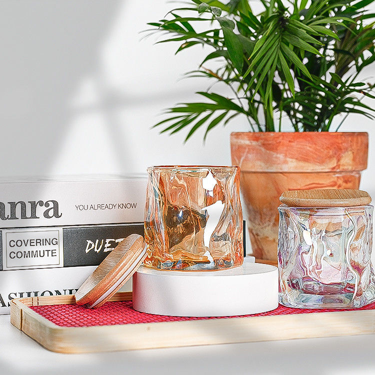 Conception de luxe personnalisée Lacet métallique décoratif décoratif porte-bougie Rose Gold Bougie parfumée Jar de verre