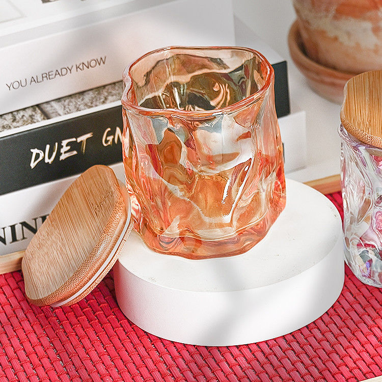 Conception de luxe personnalisée Lacet métallique décoratif décoratif porte-bougie Rose Gold Bougie parfumée Jar de verre