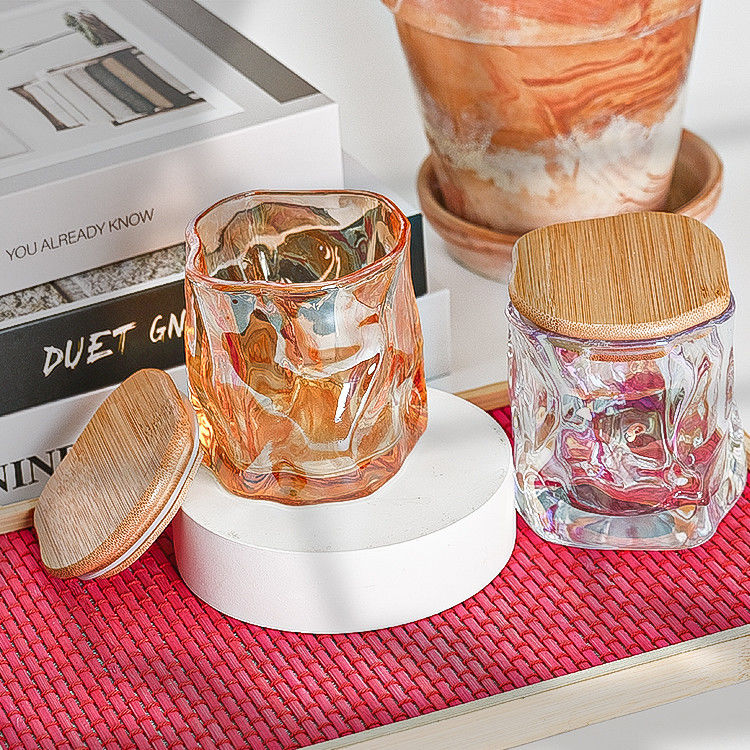 Conception de luxe personnalisée Lacet métallique décoratif décoratif porte-bougie Rose Gold Bougie parfumée Jar de verre