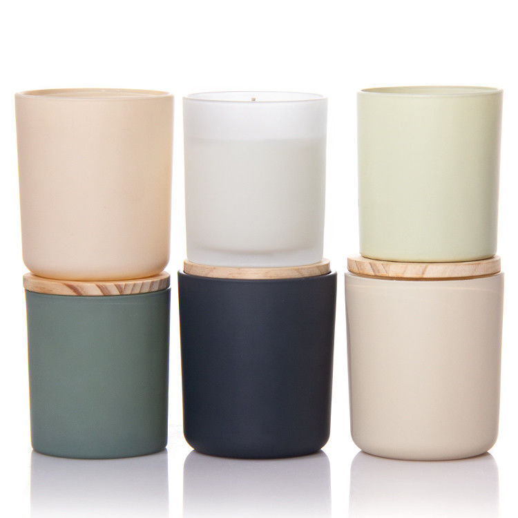 Luxe sur mesure 8oz 10oz 14oz glacé clair blanc mat noir de couleur conteneur de verre bougie bocal