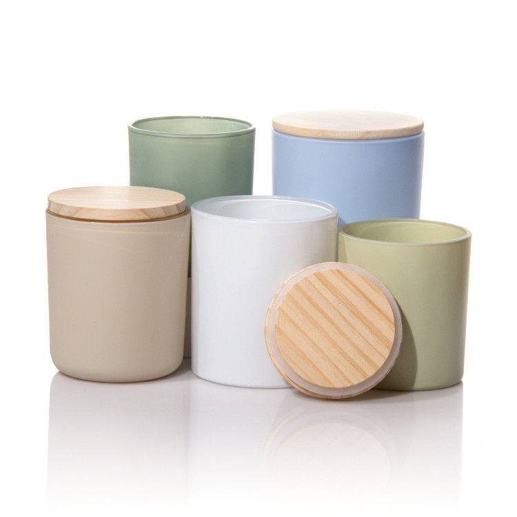 Luxe sur mesure 8oz 10oz 14oz glacé clair blanc mat noir de couleur conteneur de verre bougie bocal