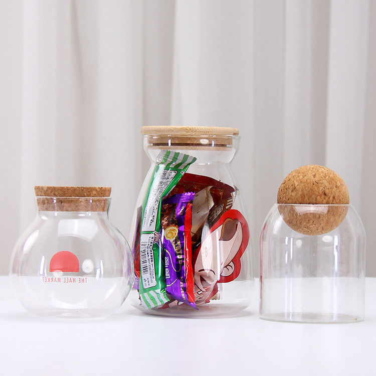 Beaucoup de tailles différentes Borosilicate de verre Bocal de stockage vide Boîtes de verre à vis à fil avec couvercle à vis