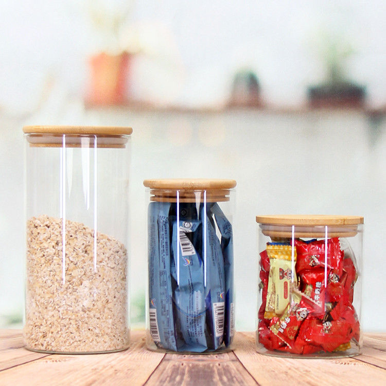 Beaucoup de tailles différentes Borosilicate de verre Bocal de stockage vide Boîtes de verre à vis à fil avec couvercle à vis