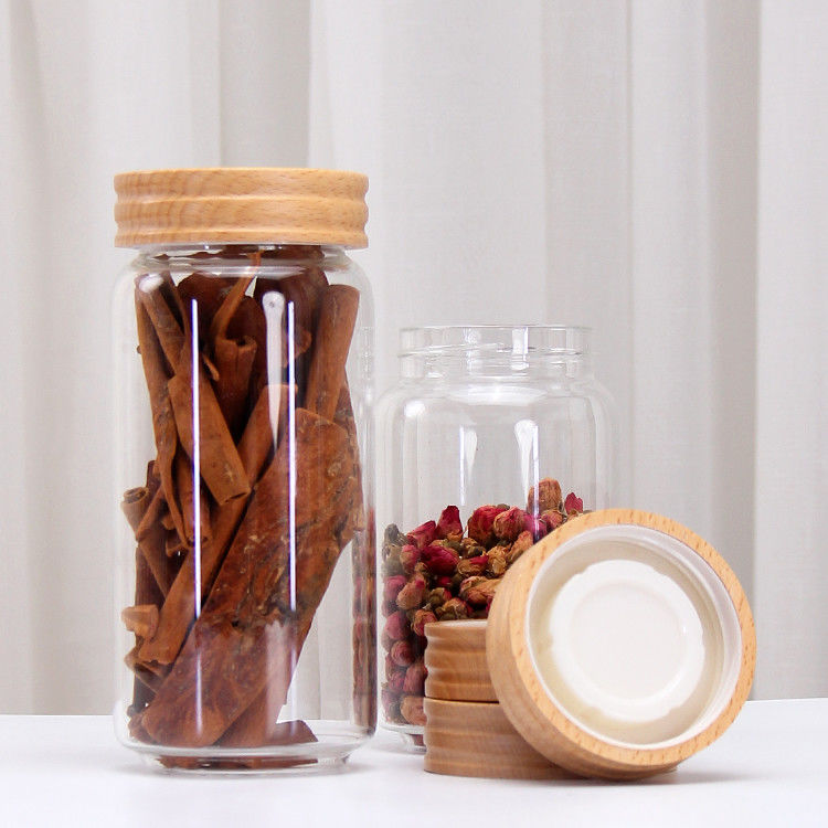 Beaucoup de tailles différentes Borosilicate de verre Bocal de stockage vide Boîtes de verre à vis à fil avec couvercle à vis