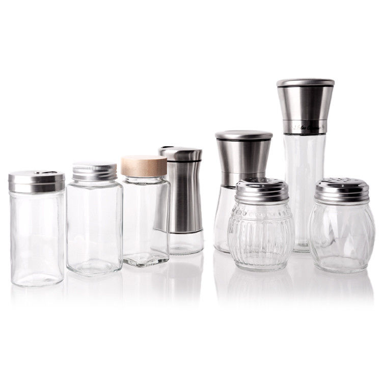Logo personnalisable Différents styles 40Z 8OZ Bouteilles en verre d'épices avec plafond de shaker Couvercles pour épices