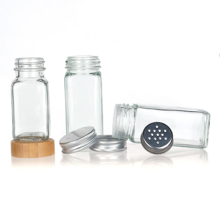 120ml 90ml Bouteilles en verre d' épices avec shaker verser le couvercle carré 4oz Bouteille d' épices pour la cuisine