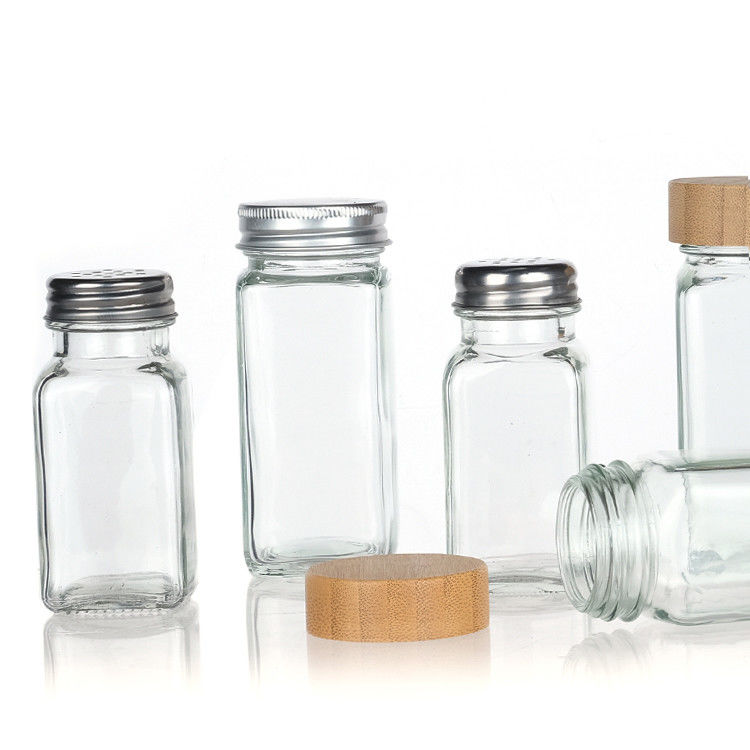 120ml 90ml Bouteilles en verre d' épices avec shaker verser le couvercle carré 4oz Bouteille d' épices pour la cuisine